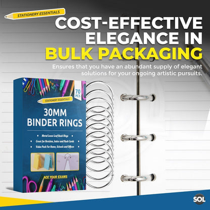 70-140 Metal Hinged Binder Rings 30mm Album Book Scrapbook Craft Split Key Ring
