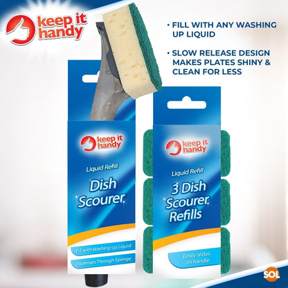 Sponge With Handle | Dishmatic Compatible Washing Up Dish Cleaning Refill Heads