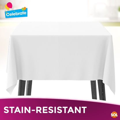 6 White Plastic Table Covers Square Tablecloth Disposable Wipe Clean Party Cloth