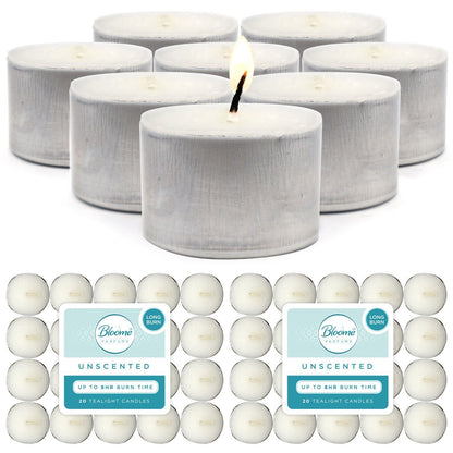 60-300 Tea Lights White Unscented Candles 8 Hour Long Burn 8hr Night Tealights