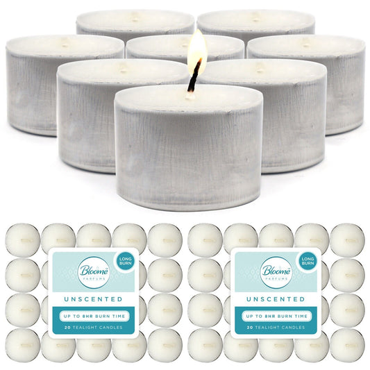 60-300 Tea Lights White Unscented Candles 8 Hour Long Burn 8hr Night Tealights
