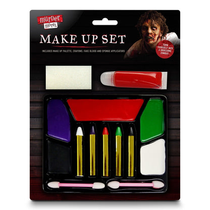 Halloween Zombie Make Up Kit | Horror Face Paint Set | Fake Blood Crayons Sponge