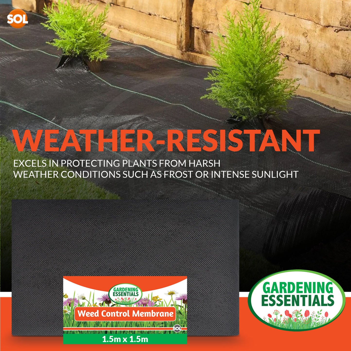 Heavy Duty Weed Control Fabric Membrane | 1.5M x 1.5M Ground Cover