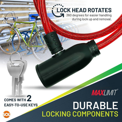 Bike Lock Cable with Keys | 650mm Heavy Duty Strong Steel Bicycle Security Chain