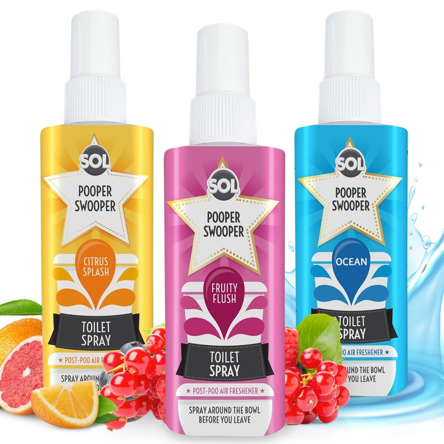 Pooper Toilet Spray | Citrus Ocean Fruity Fragrance | 3 Pack