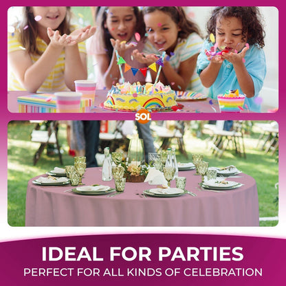 3-6 Plastic Table Covers Round 1.4M Tablecloth Disposable Wipe Clean Party Cloth