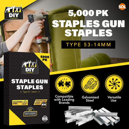 5000 Staples for Staple Gun | 10mm 8mm 14mm Type 53 140 | Heavy Duty Upholstery