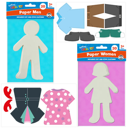 40 Paper People Cut Outs for Kids Arts and Crafts 20 Boy 20 Girl Cut Out Clothes