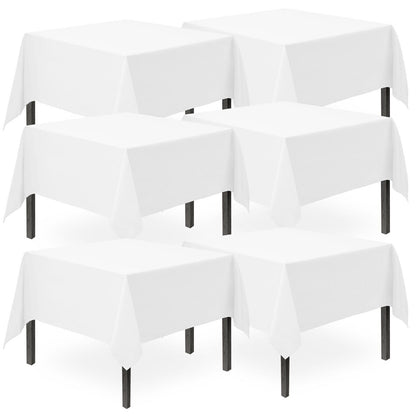 6 White Plastic Table Covers Square Tablecloth Disposable Wipe Clean Party Cloth
