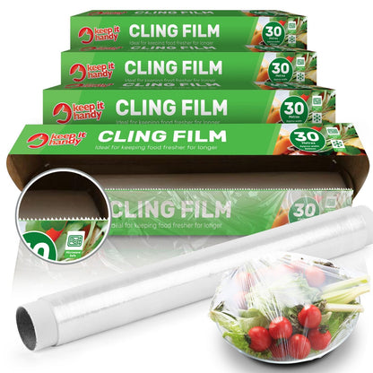 30-180M 30cm Cling Film Food Catering | Easy Cut Large Refill Rolls Kitchen Wrap