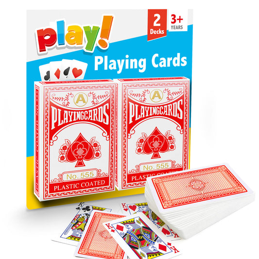 2 Pack Playing Cards Traditional Plastic Coated Deck Professional Poker Game Red