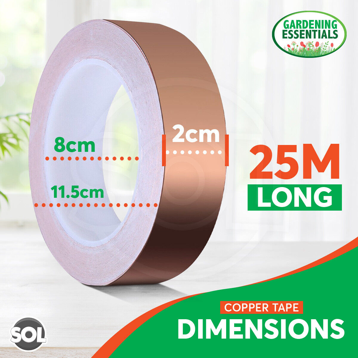 25M Copper Tape 20mm Self Adhesive Foil EMI Shielding Slug Conductive Repellent