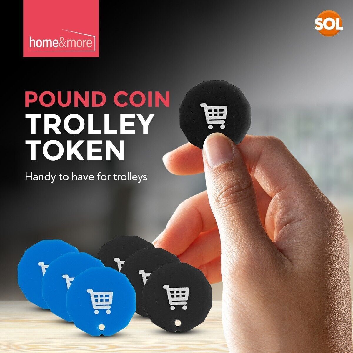 6-24 Trolley Coin Token Removable Supermarket £1 One Pound Shopping Cart Holder
