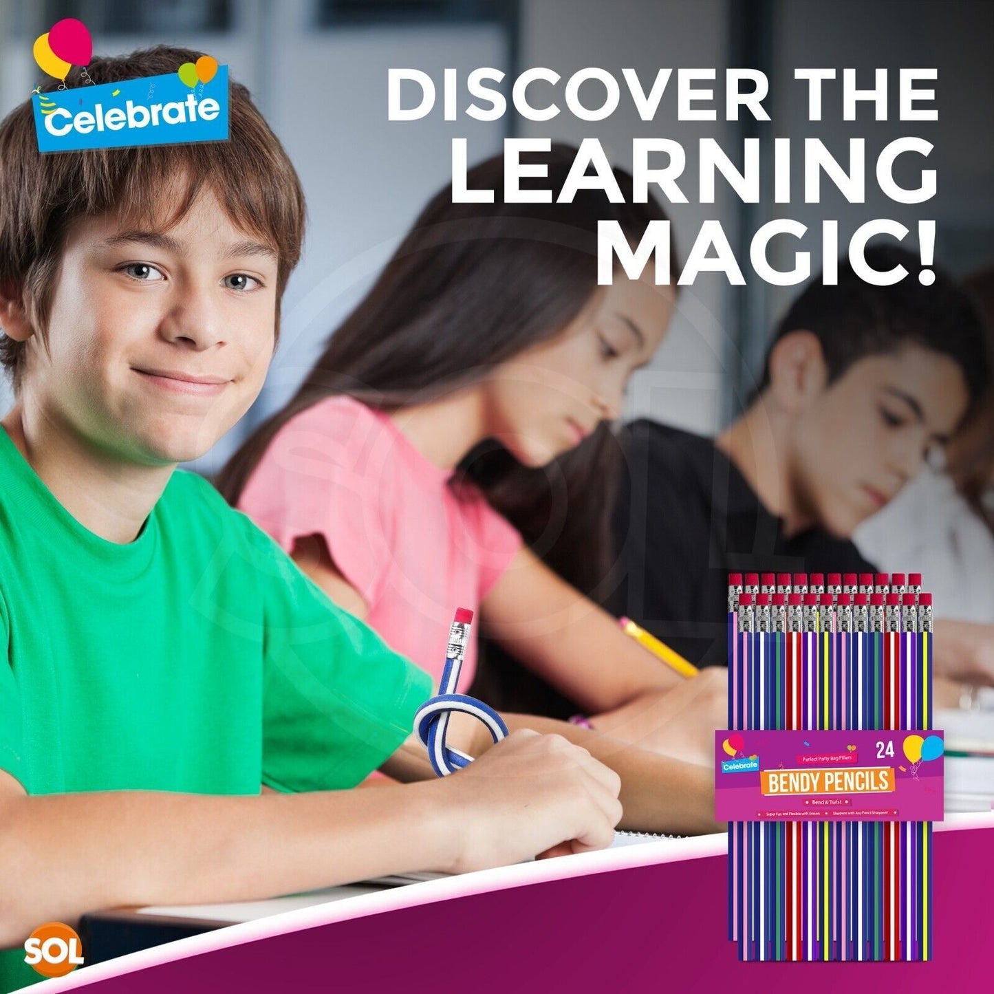 24-48 Soft Flexible Bendy Pencils with Erasers | Magic Bend Kids Children School