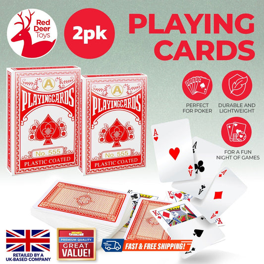 Playing Cards Packs Traditional Plastic Coated Deck Professional Poker Game Red