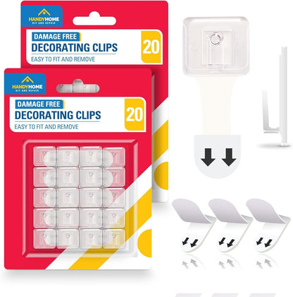 20-80 Damage Free Hanging Strips Clips Hooks Self Adhesive Stick On Wall Picture