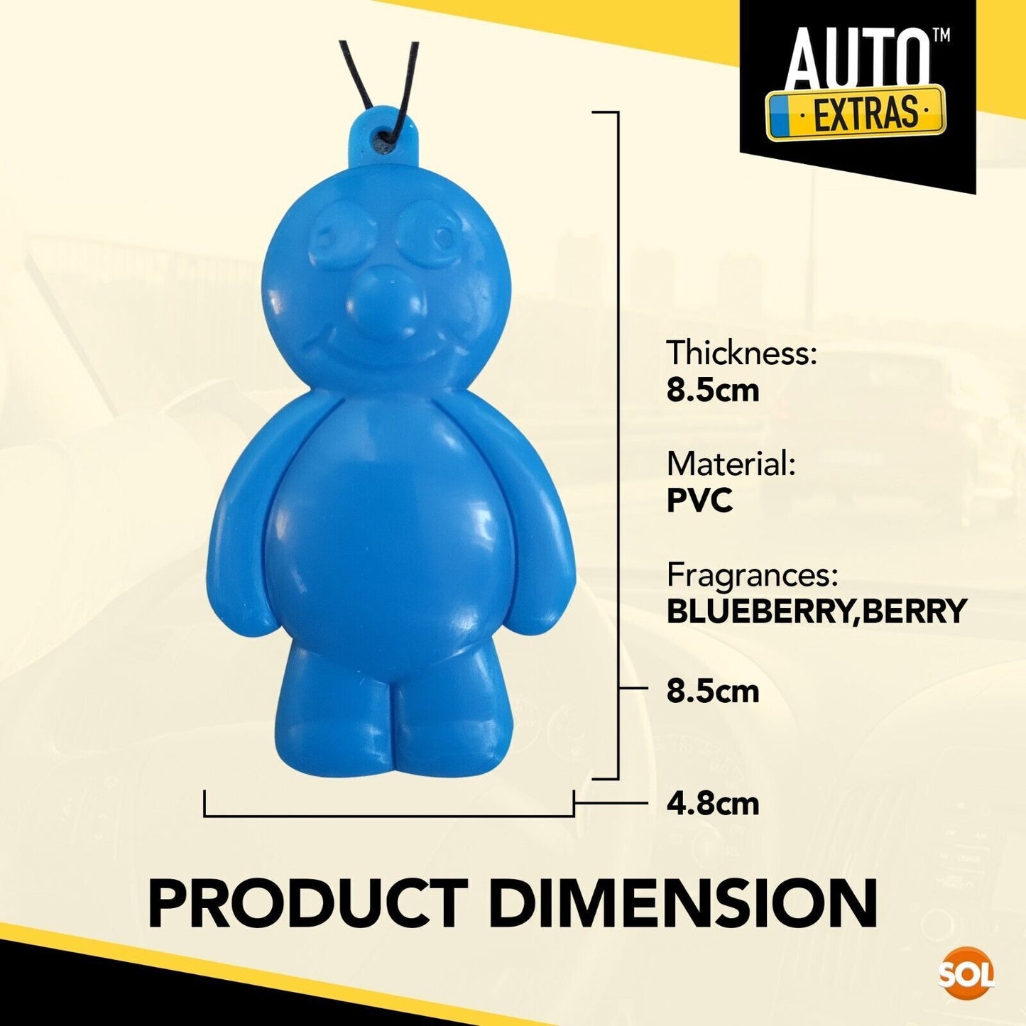 2 Jelly Baby Car Air Freshener Hanging Auto Freshner Blueberry Juicy Berry Scent