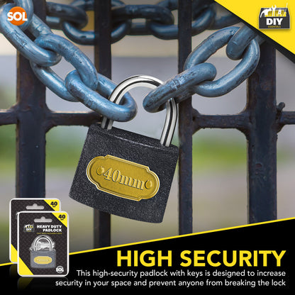 2pk Padlock 40mm Heavy Duty Iron Outdoor Shed Safety Security Shackle Lock 4 Key