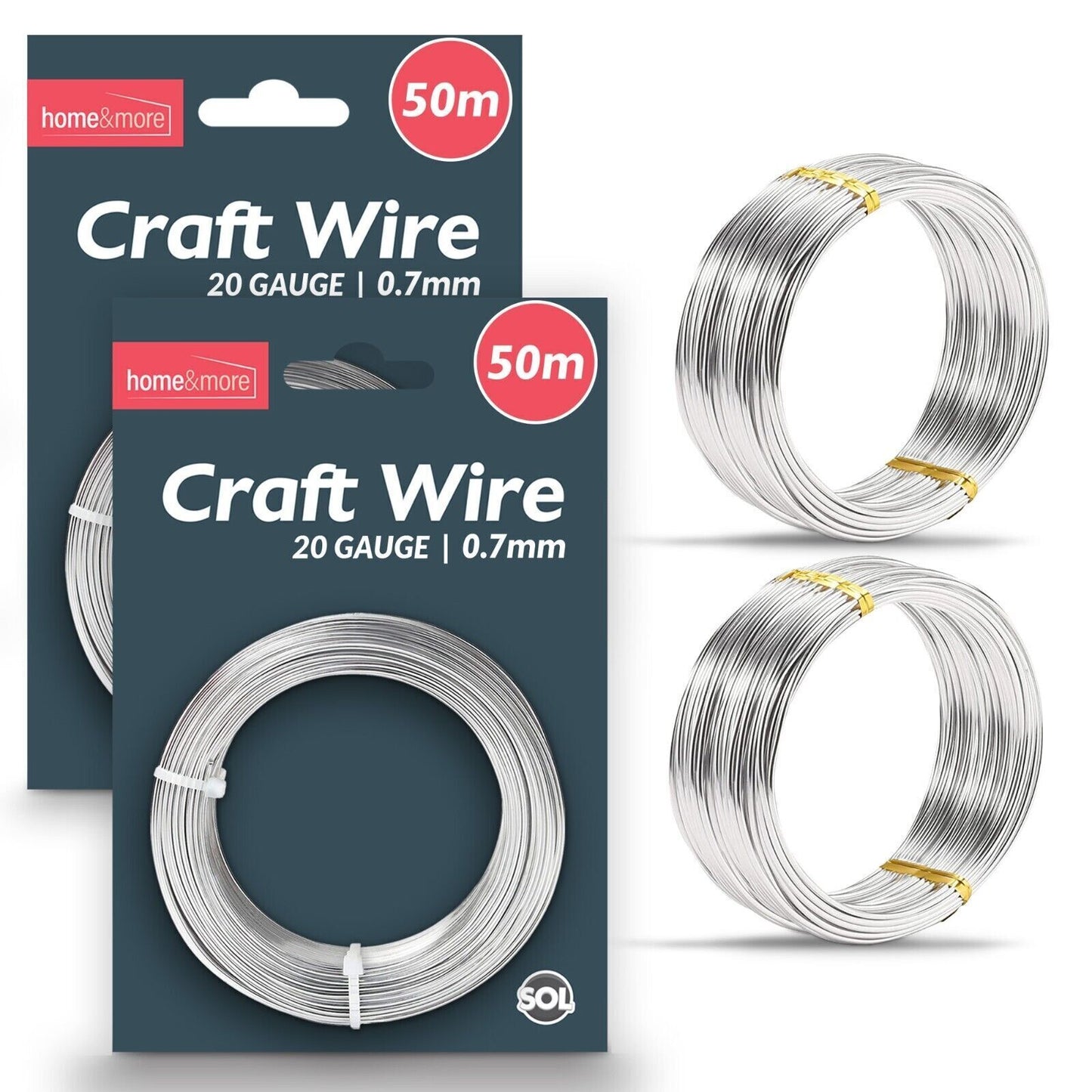 100-150M Craft Wire 20 Gauge Jewellery Modelling Bendy Silver Aluminium Florist