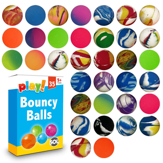 35-175 Rubber Bouncy Balls Jet Bouncing Kids Toy Loot Party Bag Fillers Birthday