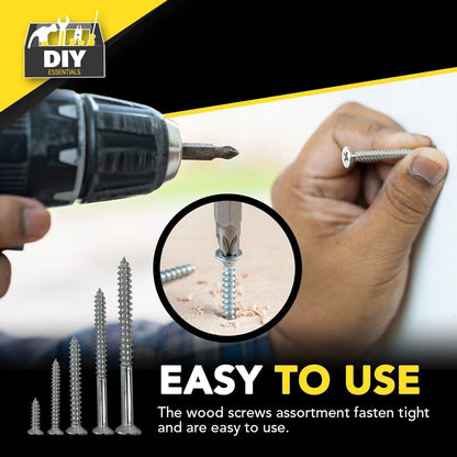 Steel Wood Screws Assorted | DIY, Carpentry & Home | 110 Pack