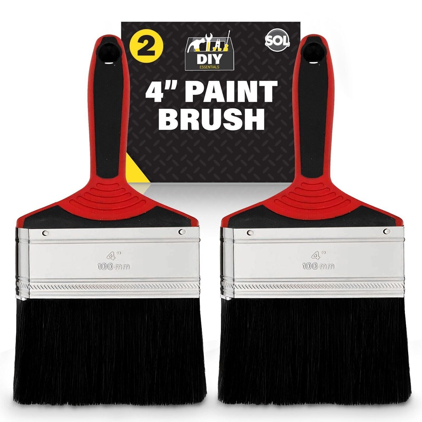 Paint Brush 4 Inch | Wall & Fence Decorating Set | 2 Pack