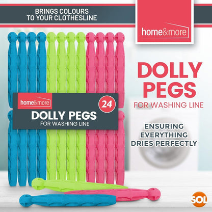 Dolly Pegs Durable Plastic Laundry Washing Clothes Line | 24 Pack