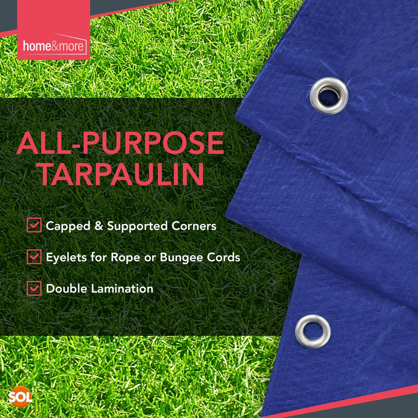 1M Tarpaulin Ground Cover Sheet Heavy Duty Waterproof Blue Tarp Camping Eyelets