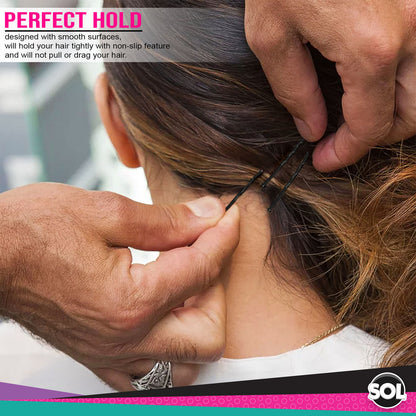 Hair Grips Black Bobby Pins 4.6cm | Waved Styling Clips | 400 Pack