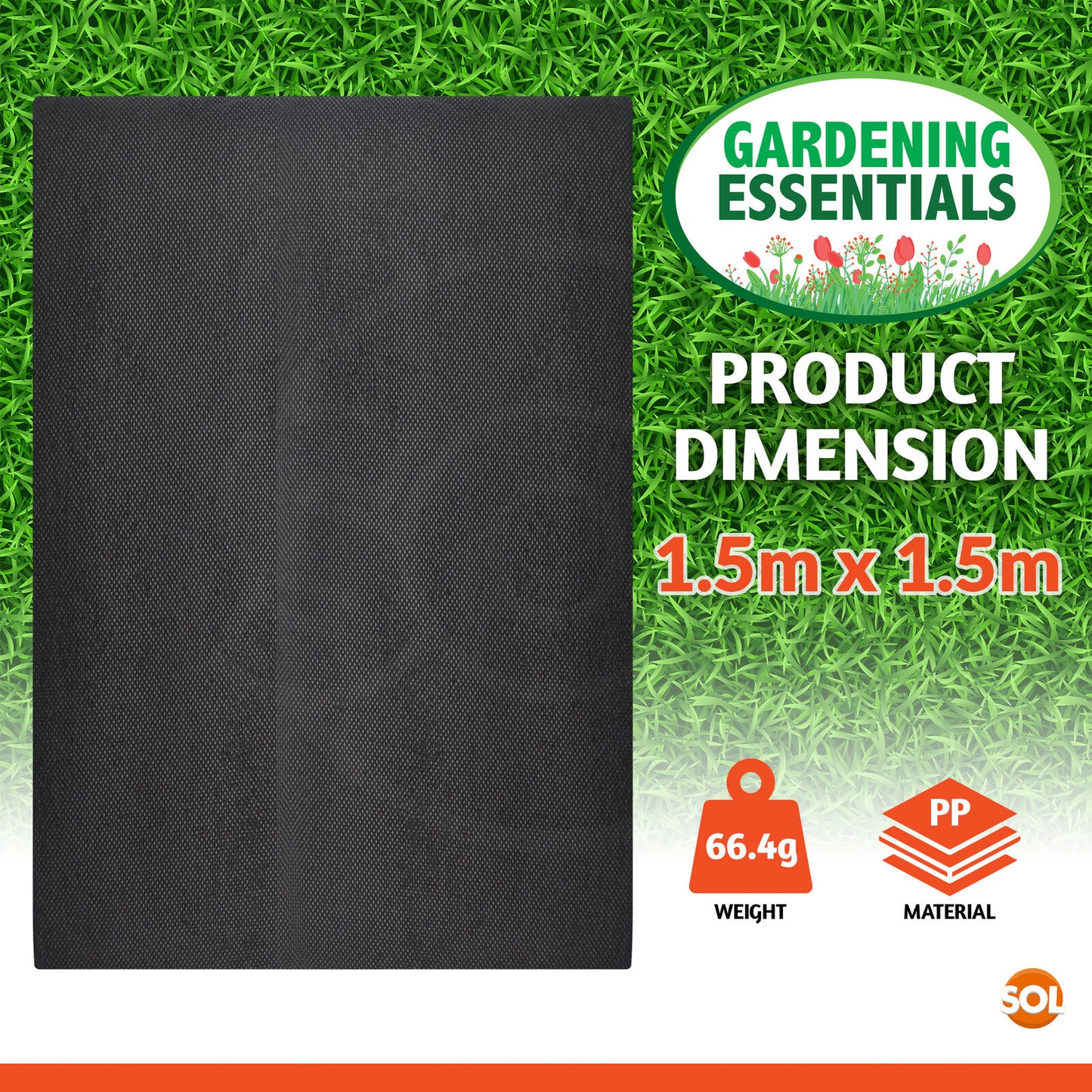 Heavy Duty Weed Control Fabric Membrane | 1.5M x 1.5M Ground Cover