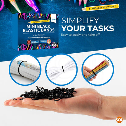 Mini Black Hair Elastics Rubber Bands Braids Plaits | 2500 Pack