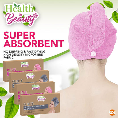 2-4 Hair Turban Towel Microfibre Head Wrap Quick Dry Drying Bath Shower Hat Cap