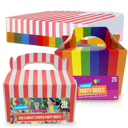 20-100 Red Rainbow Party Boxes Large Kids Food Lunch Meal Birthday Loot Gift Bag