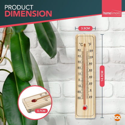 2-4 WOODEN WALL THERMOMETER | Indoor Outdoor Home Room Office Garden Greenhouse