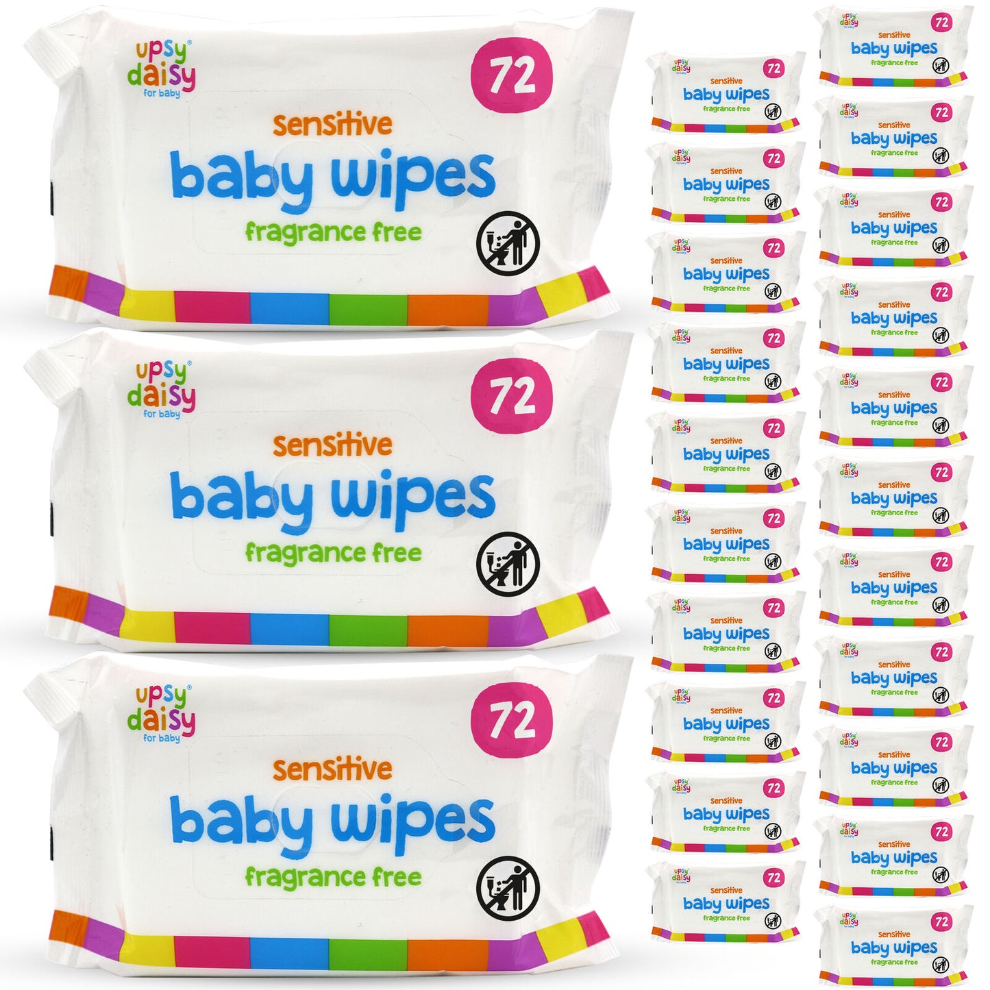Baby Wipes Case Bulk 24 x 72 Packs (1728 Wipes) | Wet Wipes Multipack Sensitive