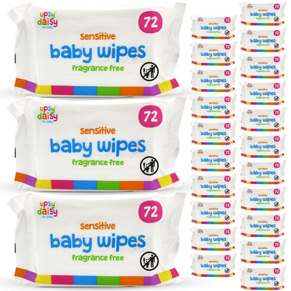 Baby Wipes Case Bulk 24 x 72 Packs (1728 Wipes) | Wet Wipes Multipack Sensitive