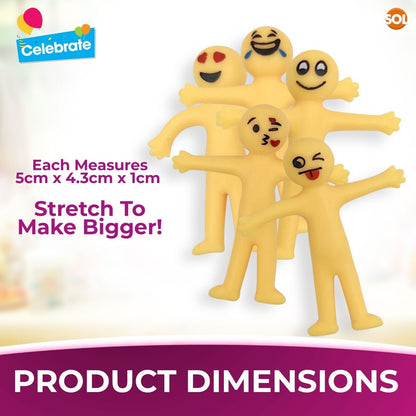 60 Yellow Stretchy Men | Party Bag Fillers Kids Fun Smiley Man Sticky Loot Toys