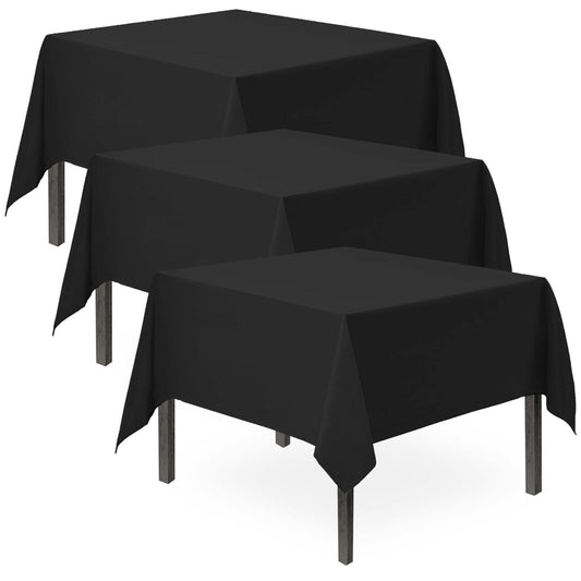 3pk Black Plastic Table Covers Tablecloth Disposable Wipe Clean Party Tablecover