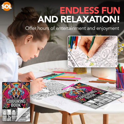 80 Pages Colouring Books for Adults A4 Anti-Stress Mind Relaxing Colour Therapy