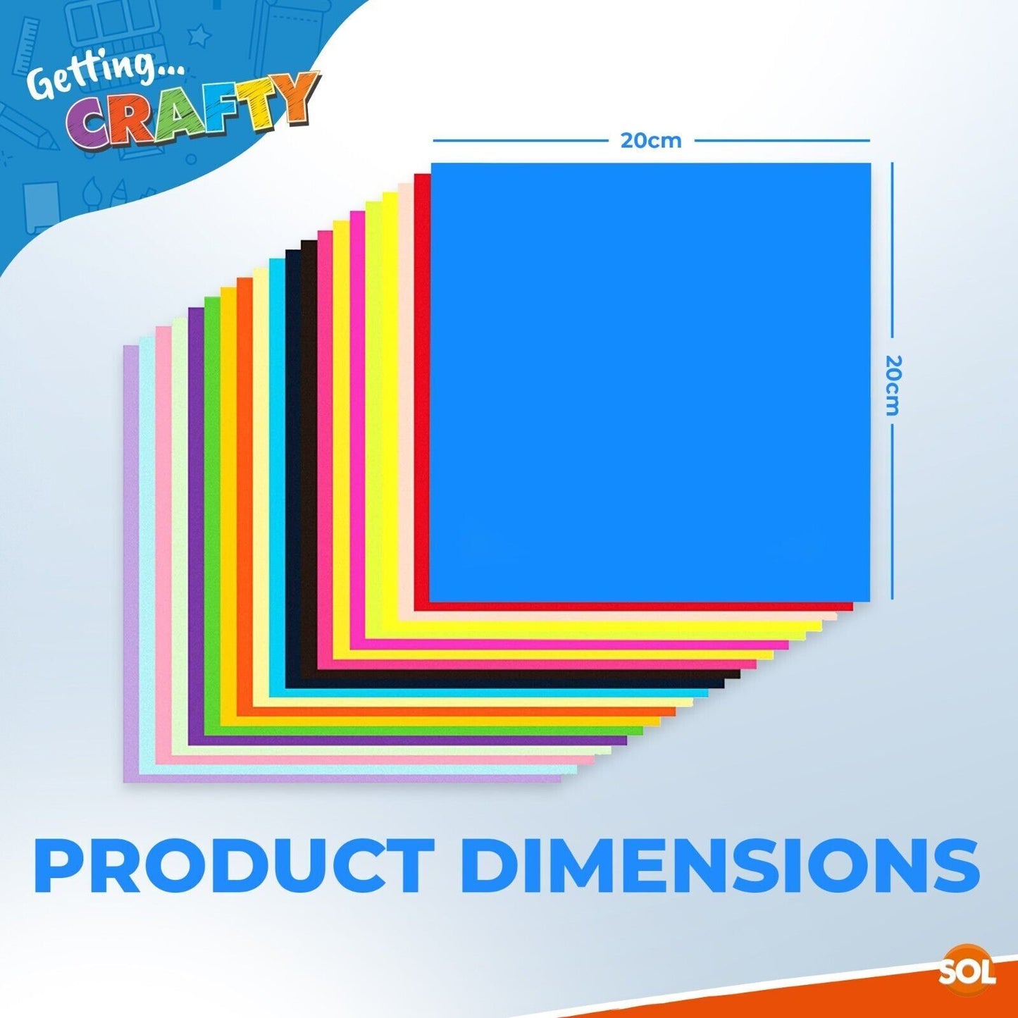 100-150pk Origami Paper Square 20cm Large Folding Single Sided Sheets 50 Colours