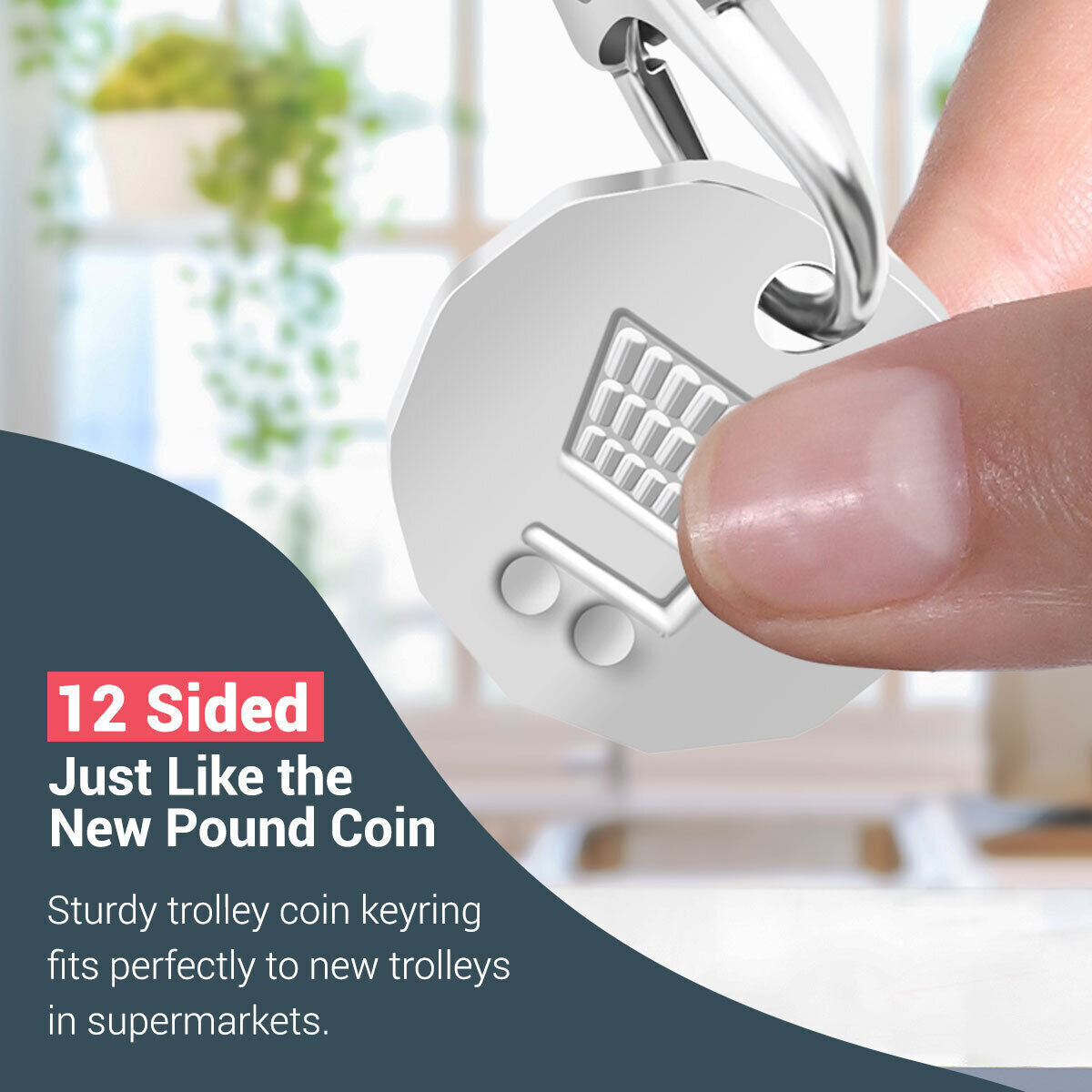 6 Trolley Coin Keyring Removable Supermarket £1 Pound Shopping Cart Token Holder