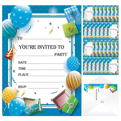 28-56 Birthday Party Invitations Girls Boys Kids Children Invites with Envelopes