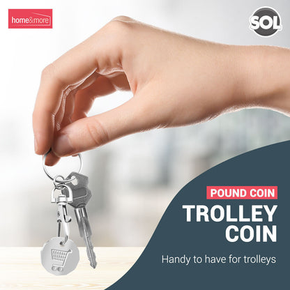 6 Trolley Coin Keyring Removable Supermarket £1 Pound Shopping Cart Token Holder