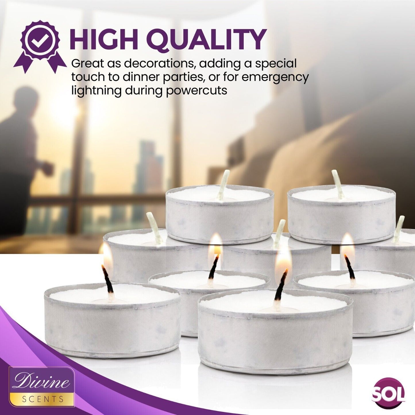 15-150pk Tea Lights White Unscented Unfragranced Candles 3.5 Hour Night T Lights