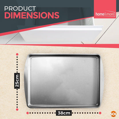 4 Oven Tray Set 38 x 25cm Large Roasting Pan Baking Bakeware Kitchen Steel Sheet
