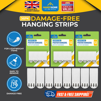 12-48pk Damage Free Hanging Strips | Self Adhesive Stick On Wall Picture Frames