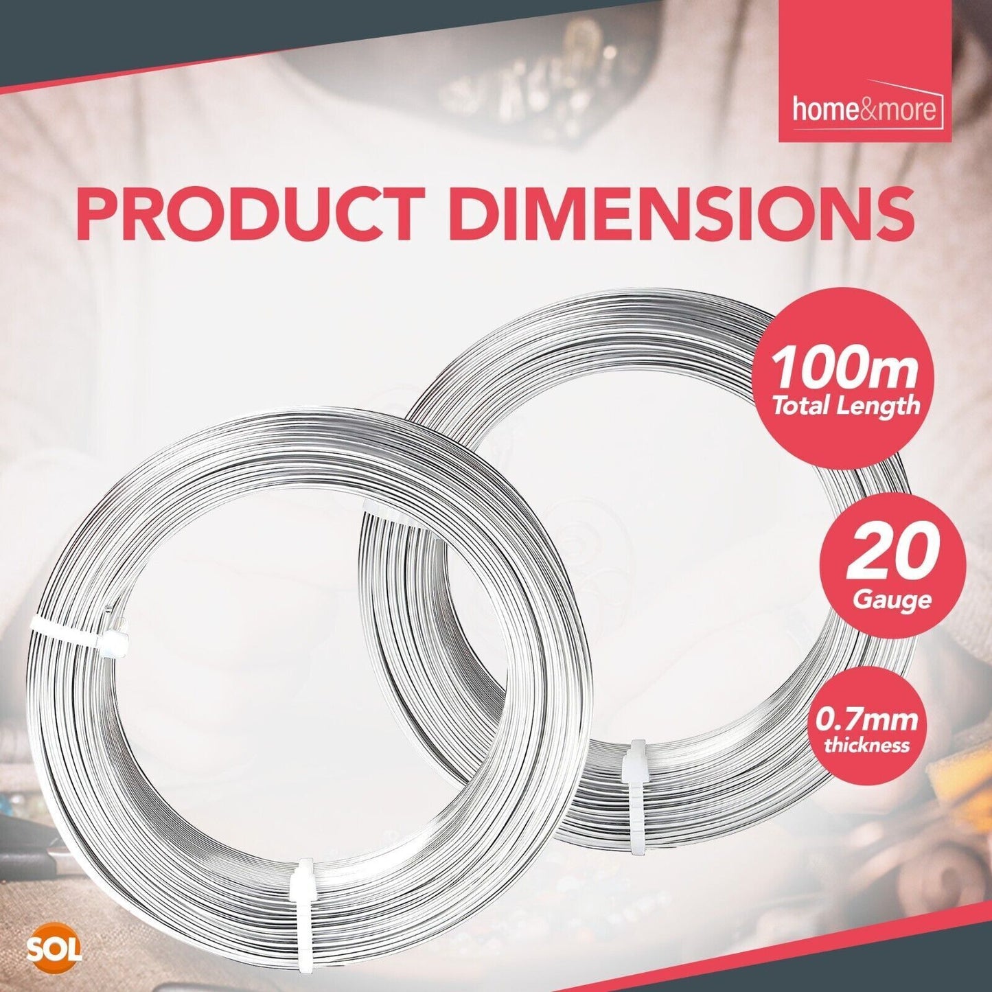 100-150M Craft Wire 20 Gauge Jewellery Modelling Bendy Silver Aluminium Florist