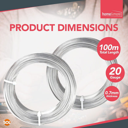 100-150M Craft Wire 20 Gauge Jewellery Modelling Bendy Silver Aluminium Florist