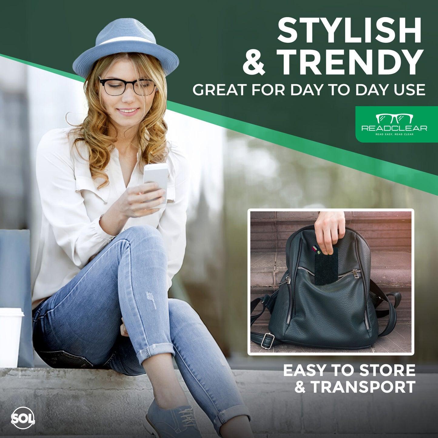 Thin Reading Glasses 2.0+ Strength, Unisex with Glasses Case and Glasses Cloth