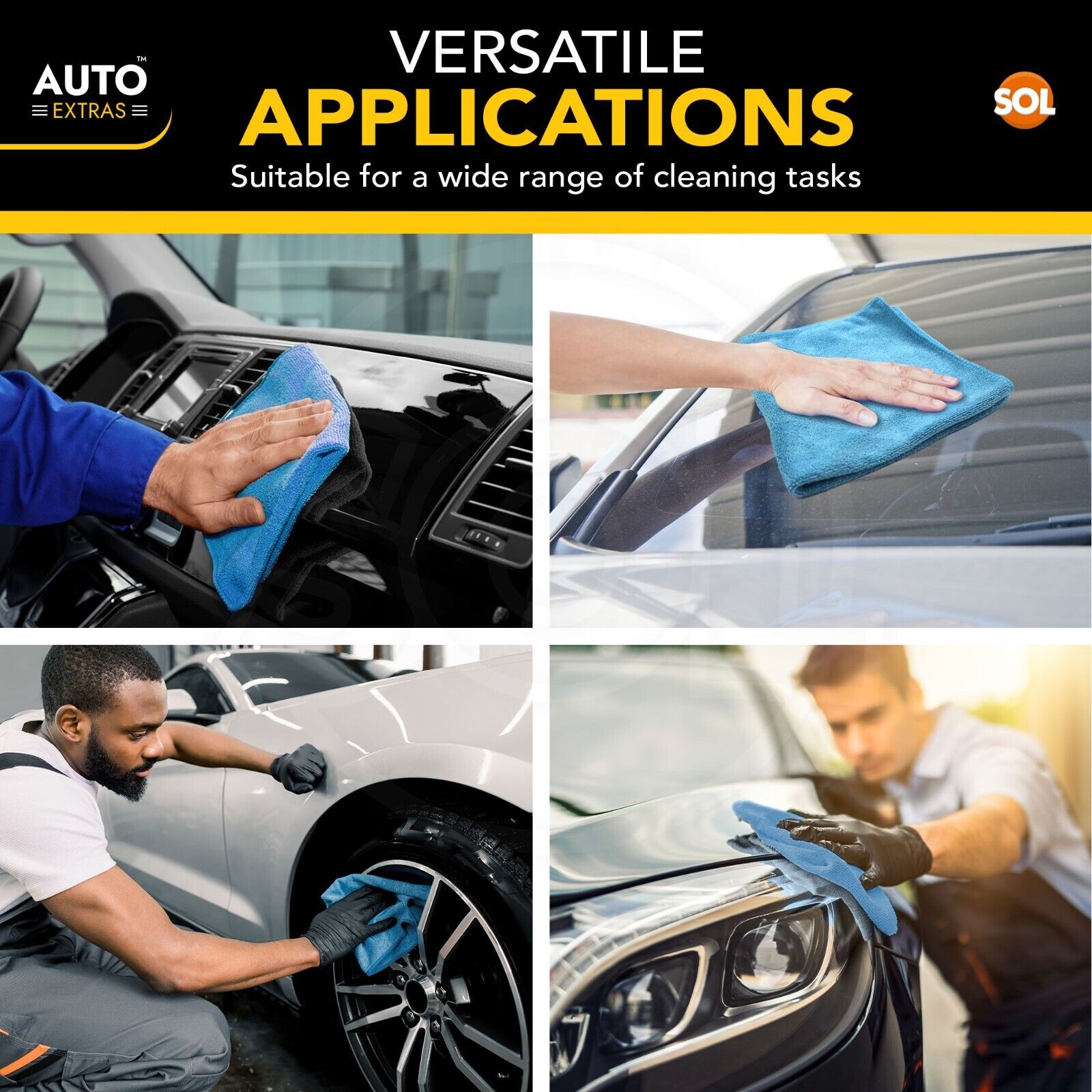 6-15pk Microfibre Cloths 40x40 Cleaning Drying Kitchen Window Car Cleaning Large